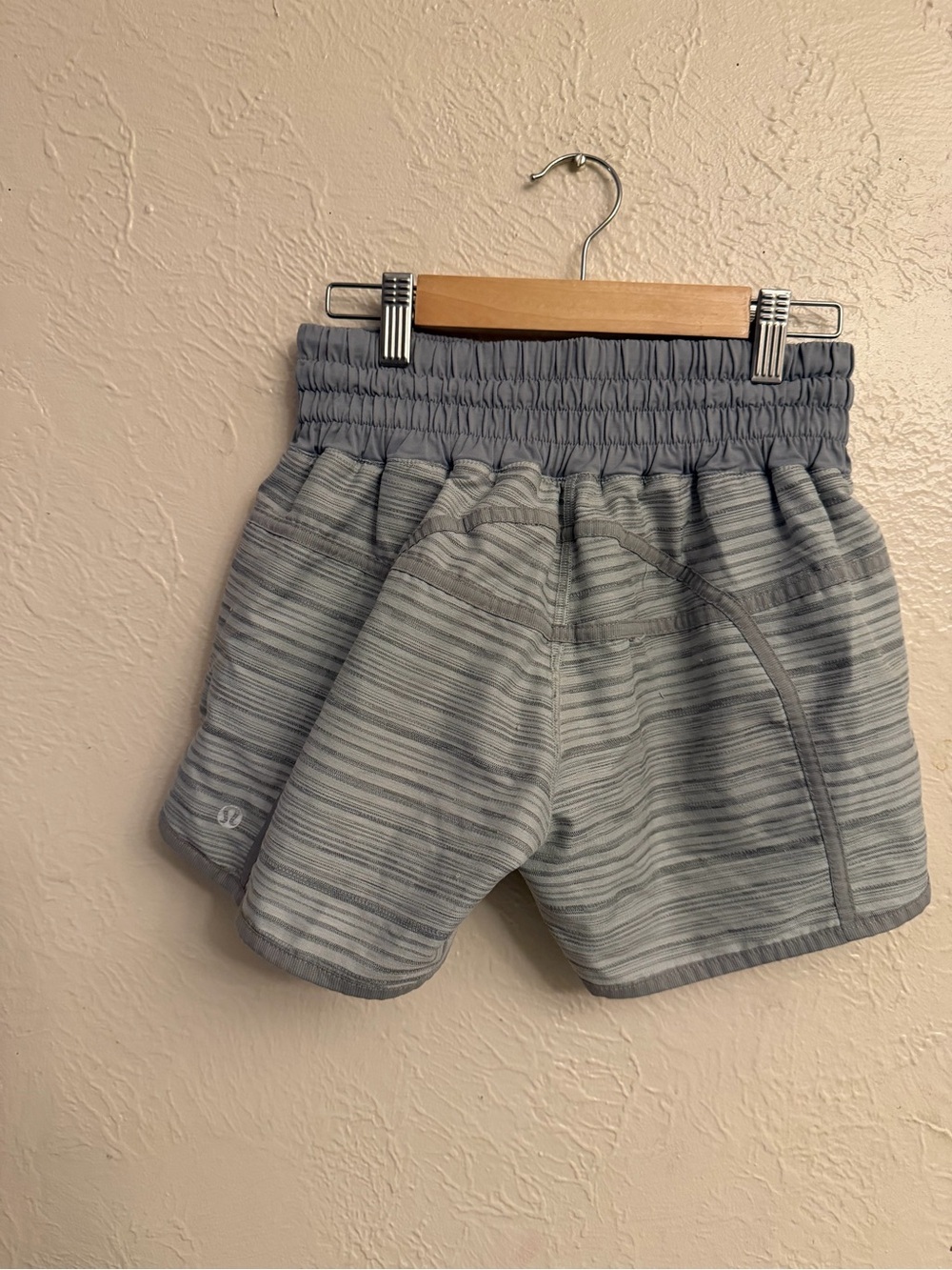 lululemon athletica Light Gray Striped Athletic Shorts